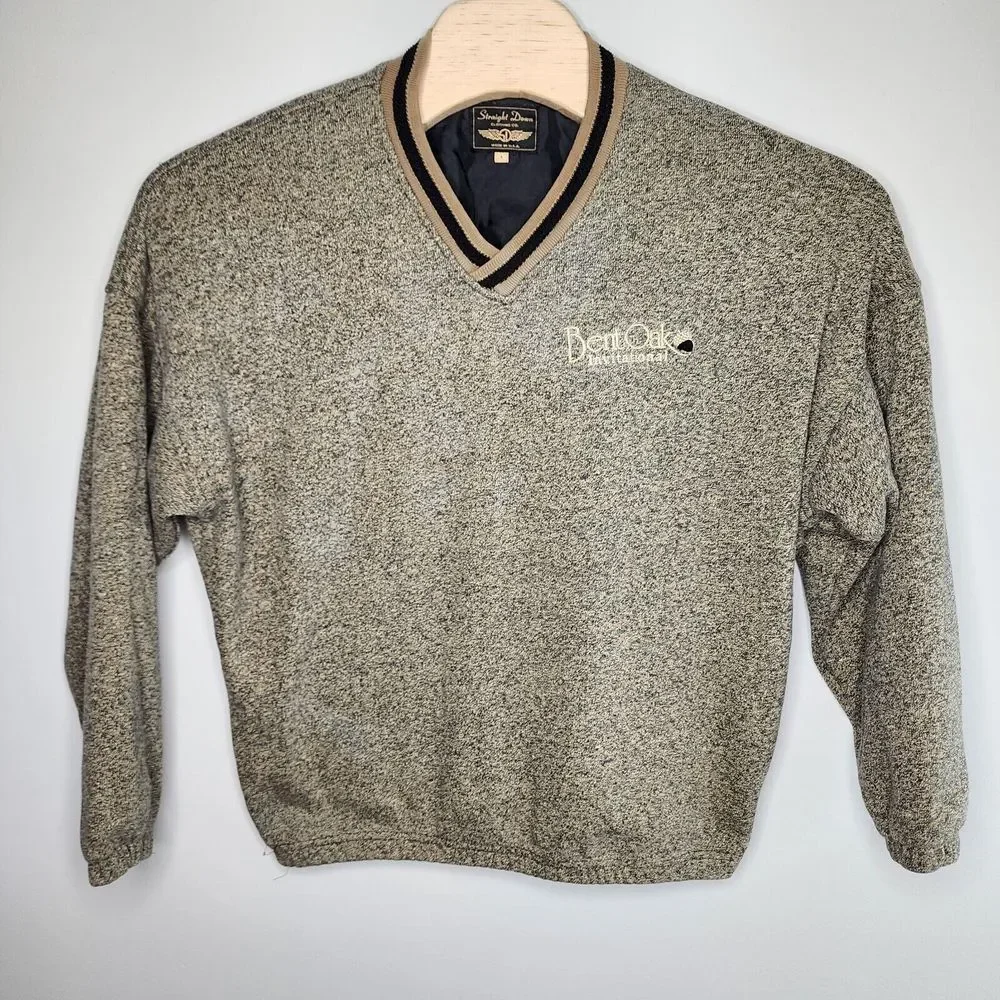 Straight Down Men's Black‎ Beige Sleeveless Golf Sweater  Size L Made USA